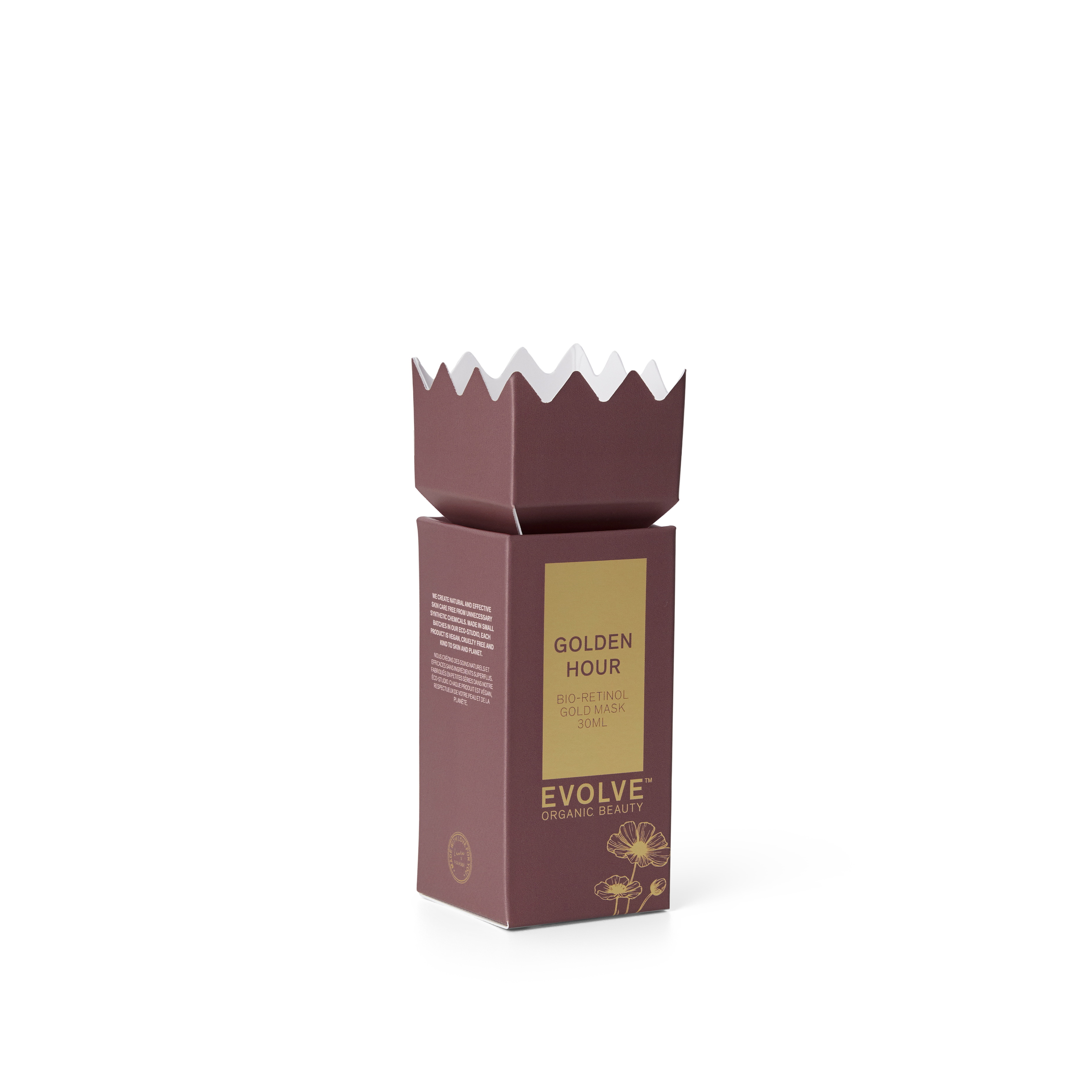 Product packaging with 'Evolve' branding on a white background