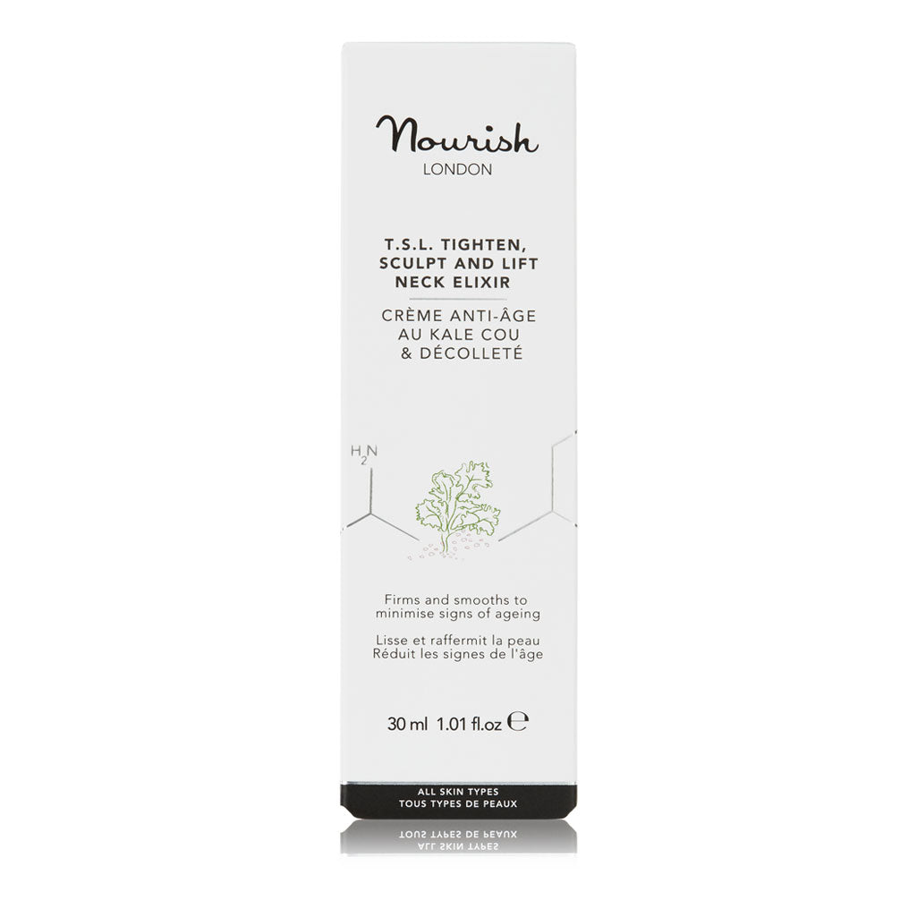Nourish London Anti-Ageing TSL Tighten Sculpt and Lift Neck Elixir Cream Box