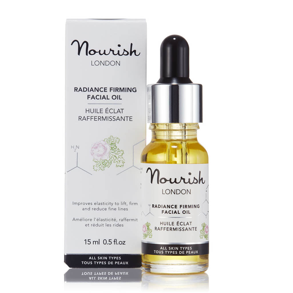 Nourish London Radiance Firming Facial Oil Award Winning Skincare: Natural Health Magazine International Beauty Awards Winner as Best facial serum - Certified Cosmos Natural 98% Organic