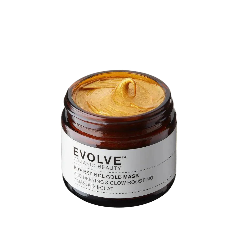 Evolve Organic Beauty Bio-Retinol Gold Mask jar on a white background