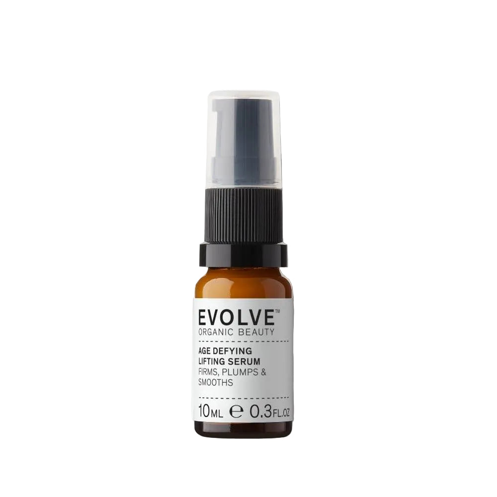 Evolve Organic Beauty serum bottle on a white background