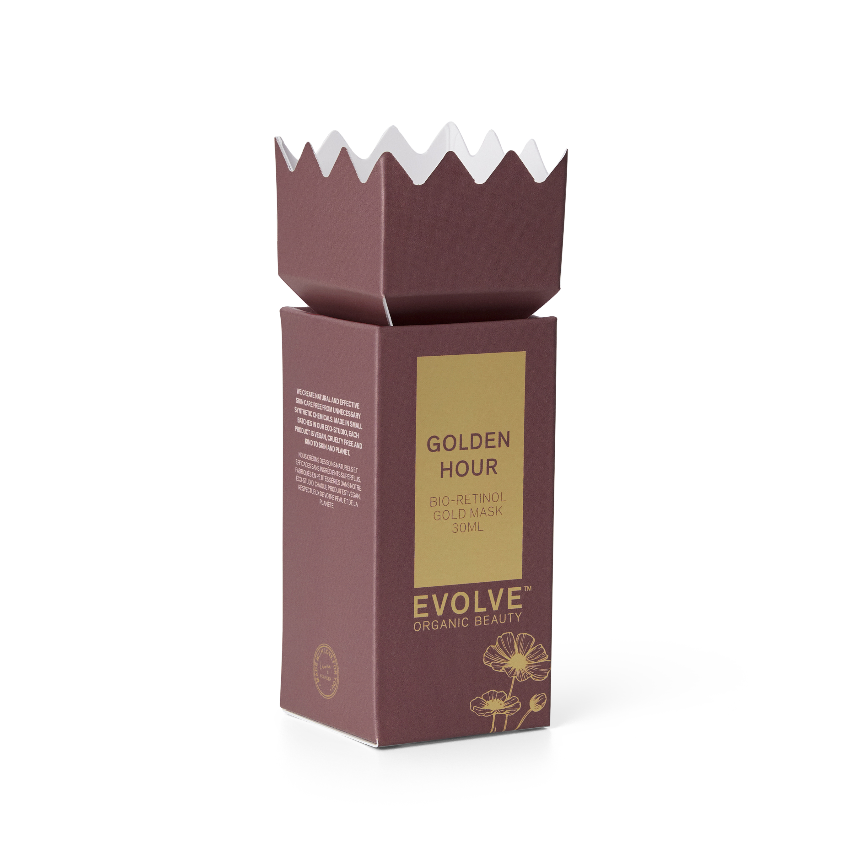 Product packaging with 'Evolve' branding on a white background