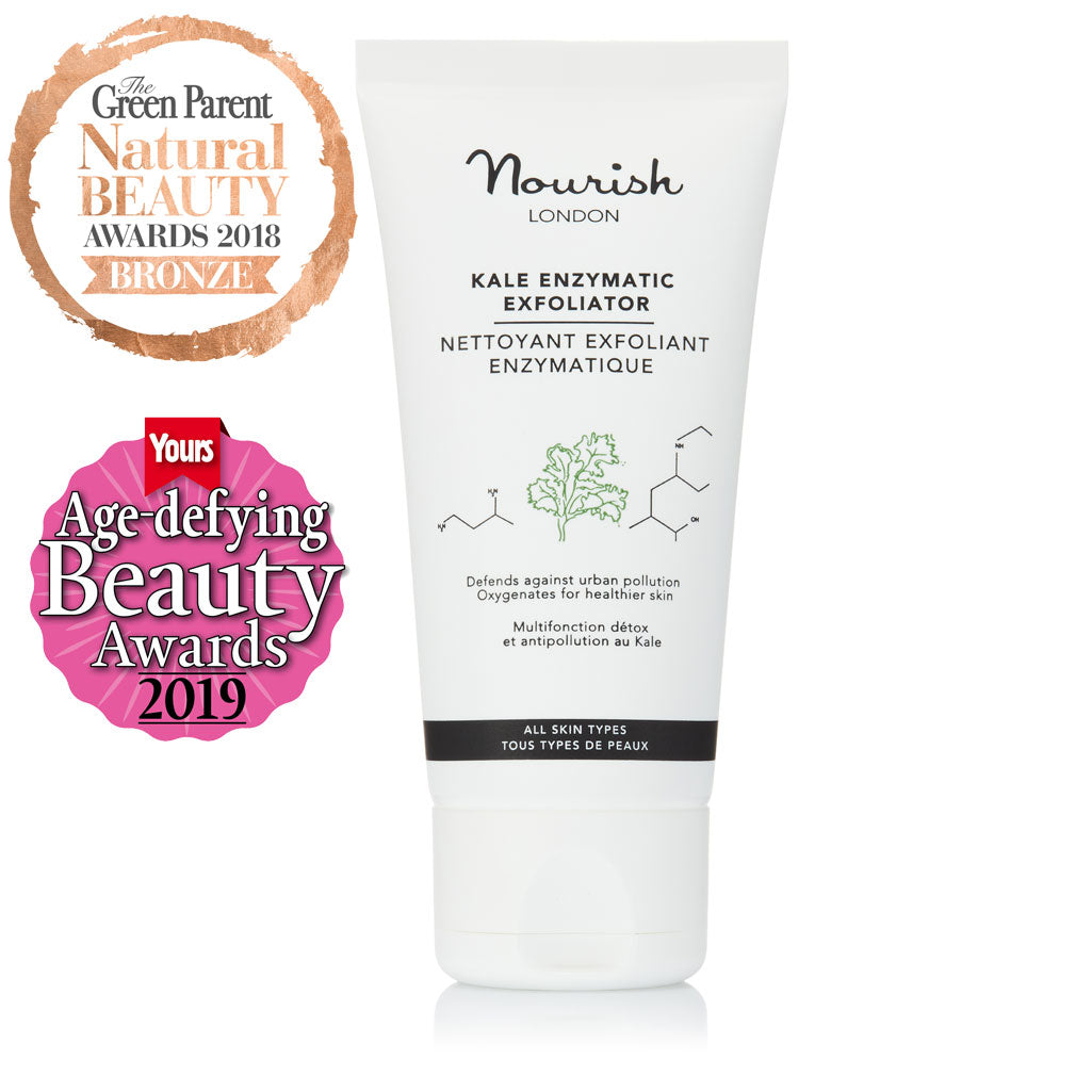 Nourish London Kale Enzymatic Exfoliator Award Winning Skincare: Winner Best Exfoliator for Age Defying Beauty Awards 2019, Bronze Award Best Facial Scrub in Green Parent Natural Beauty Awards 2018