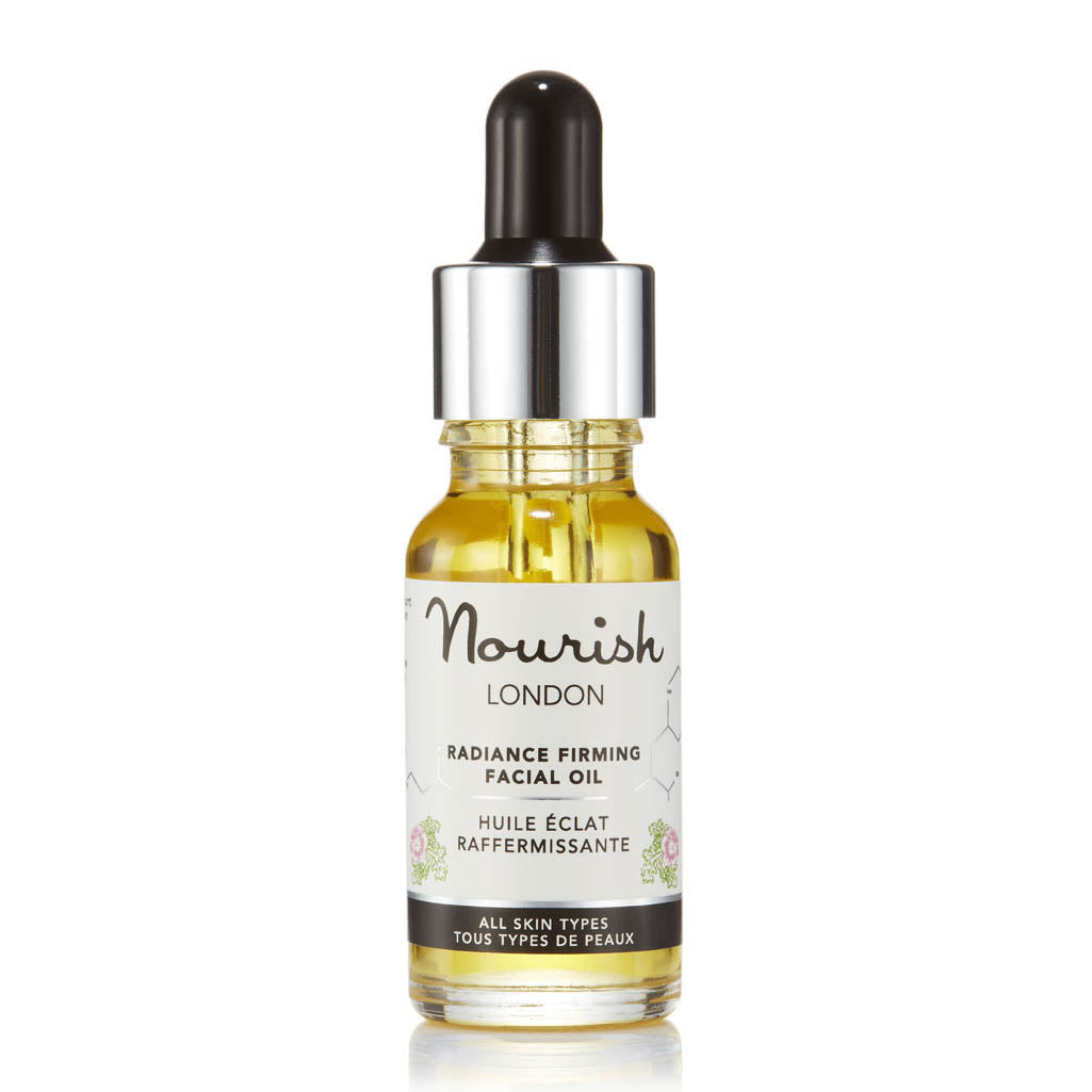 Nourish London Radiance Firming Facial Oil Award Winning Skincare: Natural Health Magazine International Beauty Awards Winner as Best facial serum - Certified Cosmos Natural 98% Organic